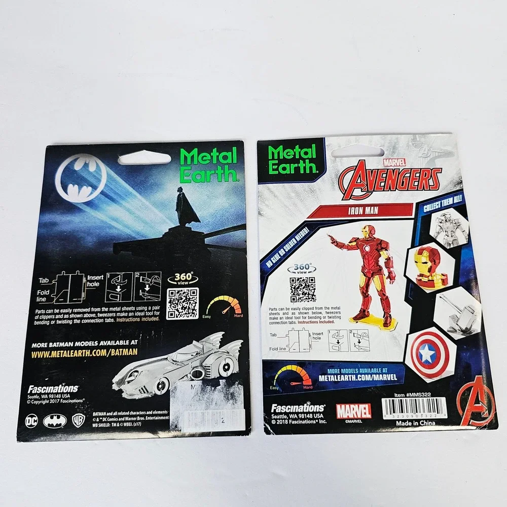 Metal Earth Steel Model Kit Batmobile Iron Man Marvel‎ DC 3D DIY Puzzle Lot of 2